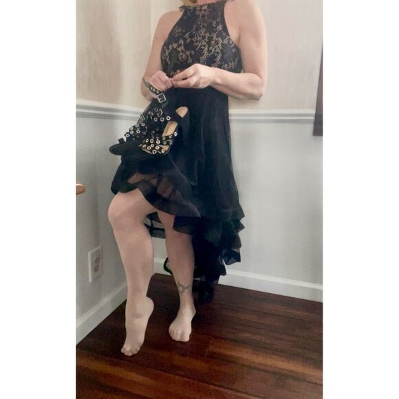 Speechless Black Lace & Mesh High-Low Dress Size 1 - Picture 13 of 16